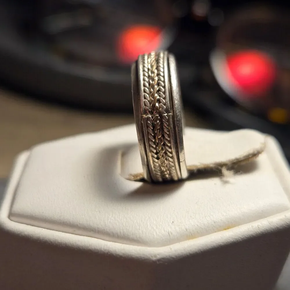 Fidget Thick Band vintage sterling silver ring sz 5